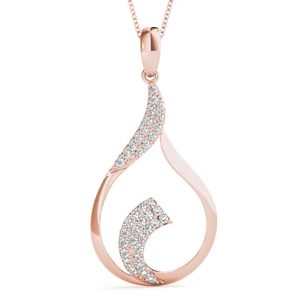 Pavé Round Diamond Twist Pendant Rose gold