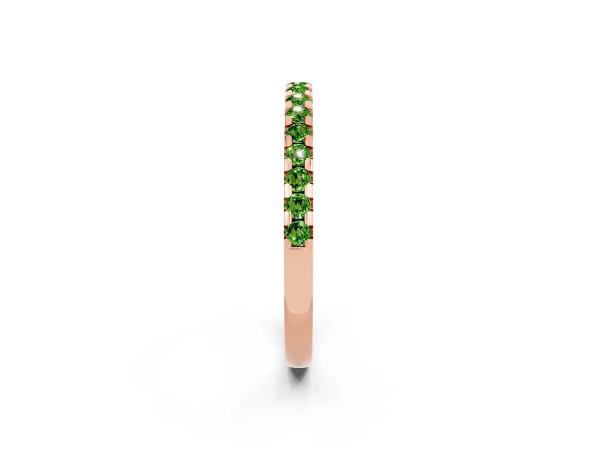 Round Peridot Pavé Set Eternity Band with Micro Prong Setting Rose gold