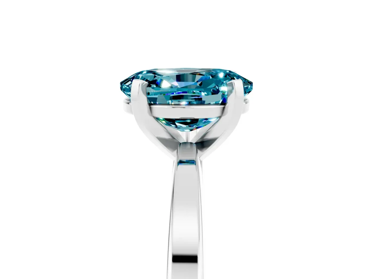 Oval Cut Blue Topaz Solitaire Engagement Ring with Classic Band and Four-Prong Setting Silver