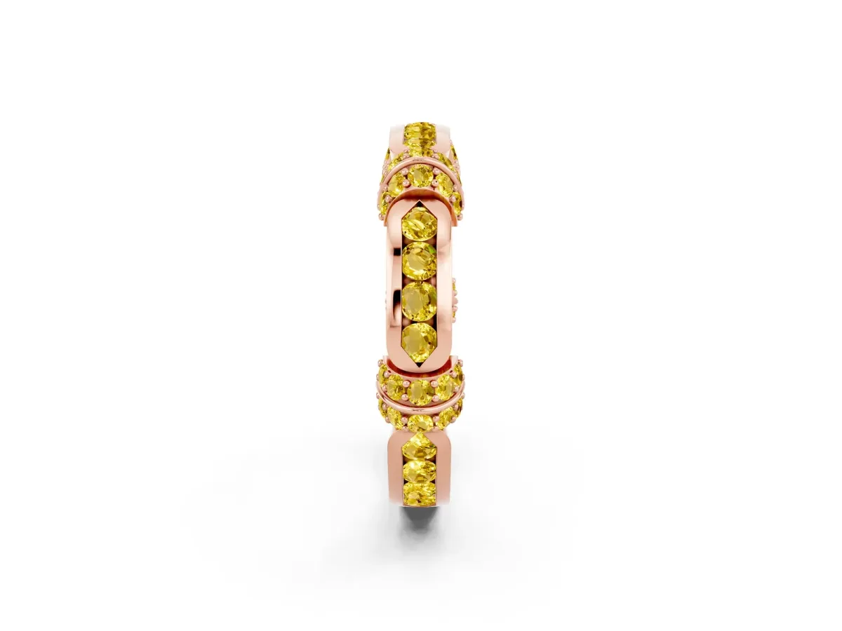 Pavé Round Yellow Sapphire Link Band with Bezel Setting Rose gold