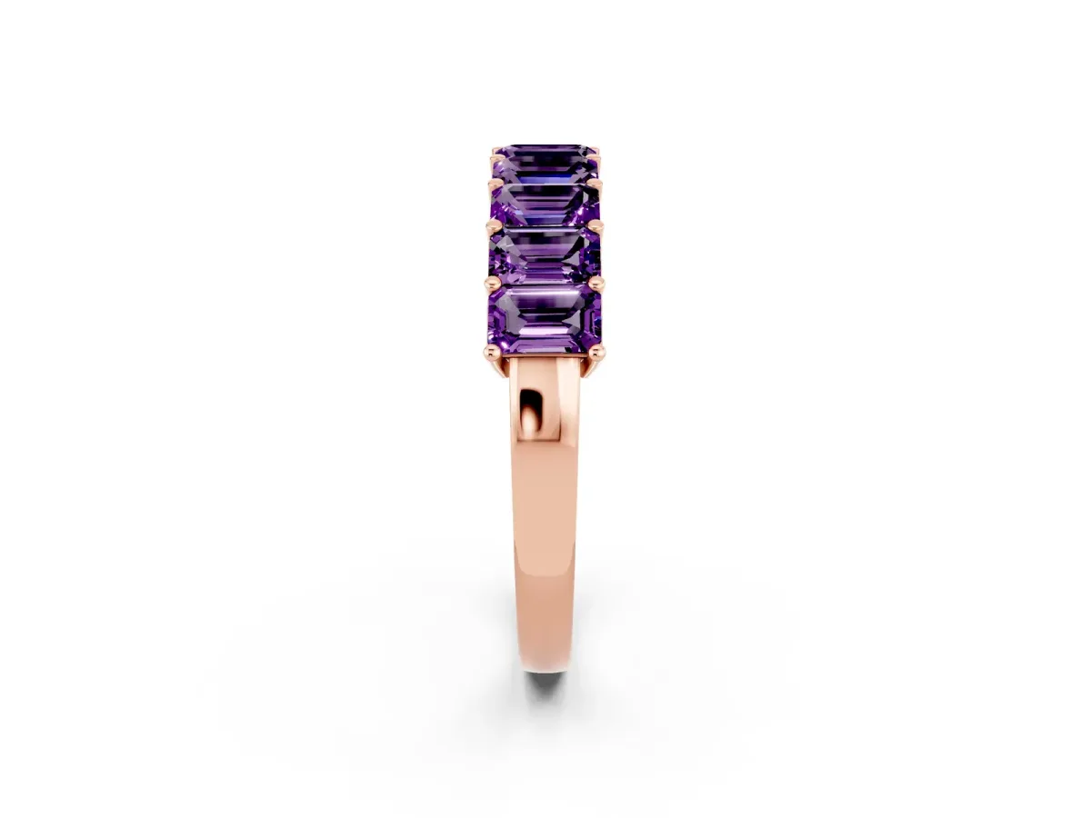 Emerald Cut Amethyst Prong-Set Eternity Band Rose gold
