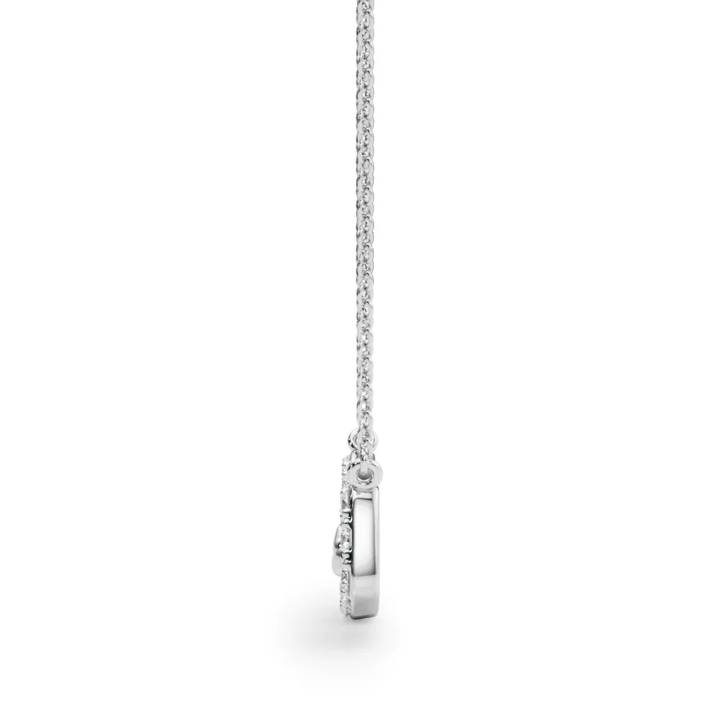 Pavé Cushion Link Pendant with Shared Prong Setting Silver