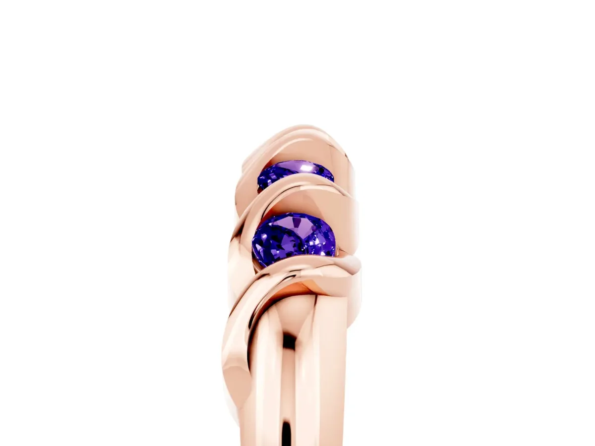 Round Tanzanite Eternity Band with Twist Prong Setting Rose gold