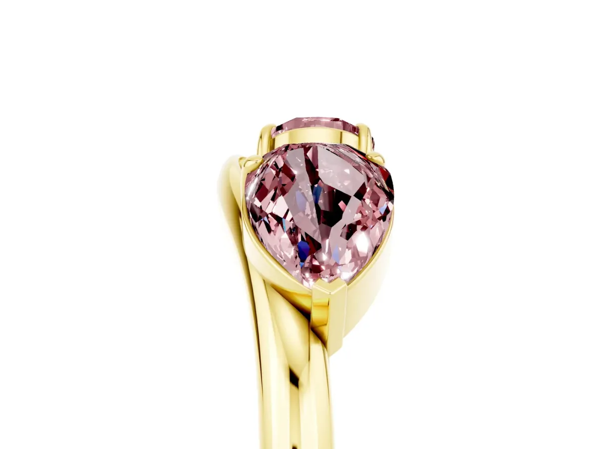 Two-Stone Pear Morganite Bypass Ring with Prong Setting Yellow gold