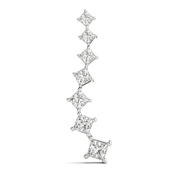 Princess Cut Diamond Graduated Prong Pendant White gold