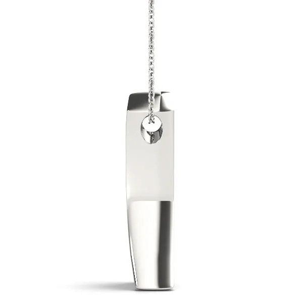 Channel Set Round Diamond V-Prong Pendant Silver