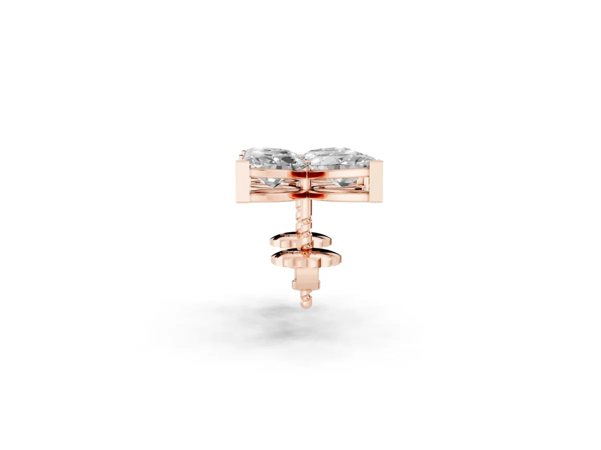 Marquise Cut Diamond Flower Stud Earrings Rose gold
