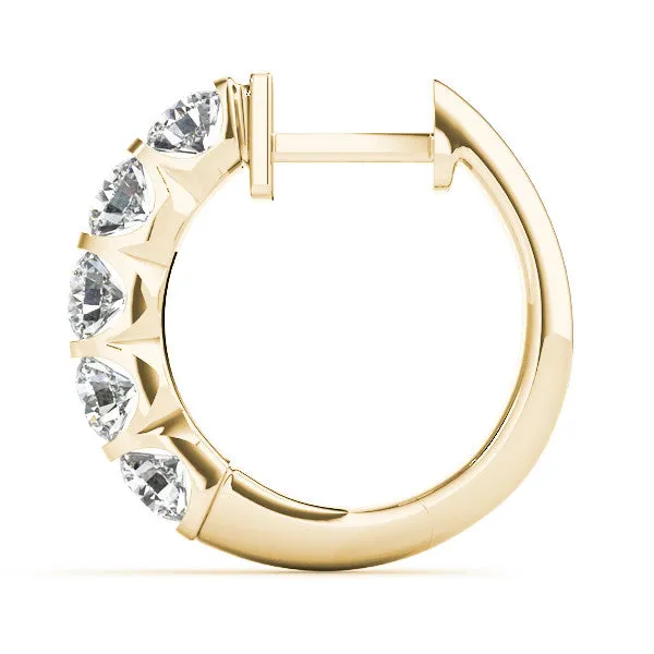 Channel-Set Round Diamond Hoop Earrings Yellow gold