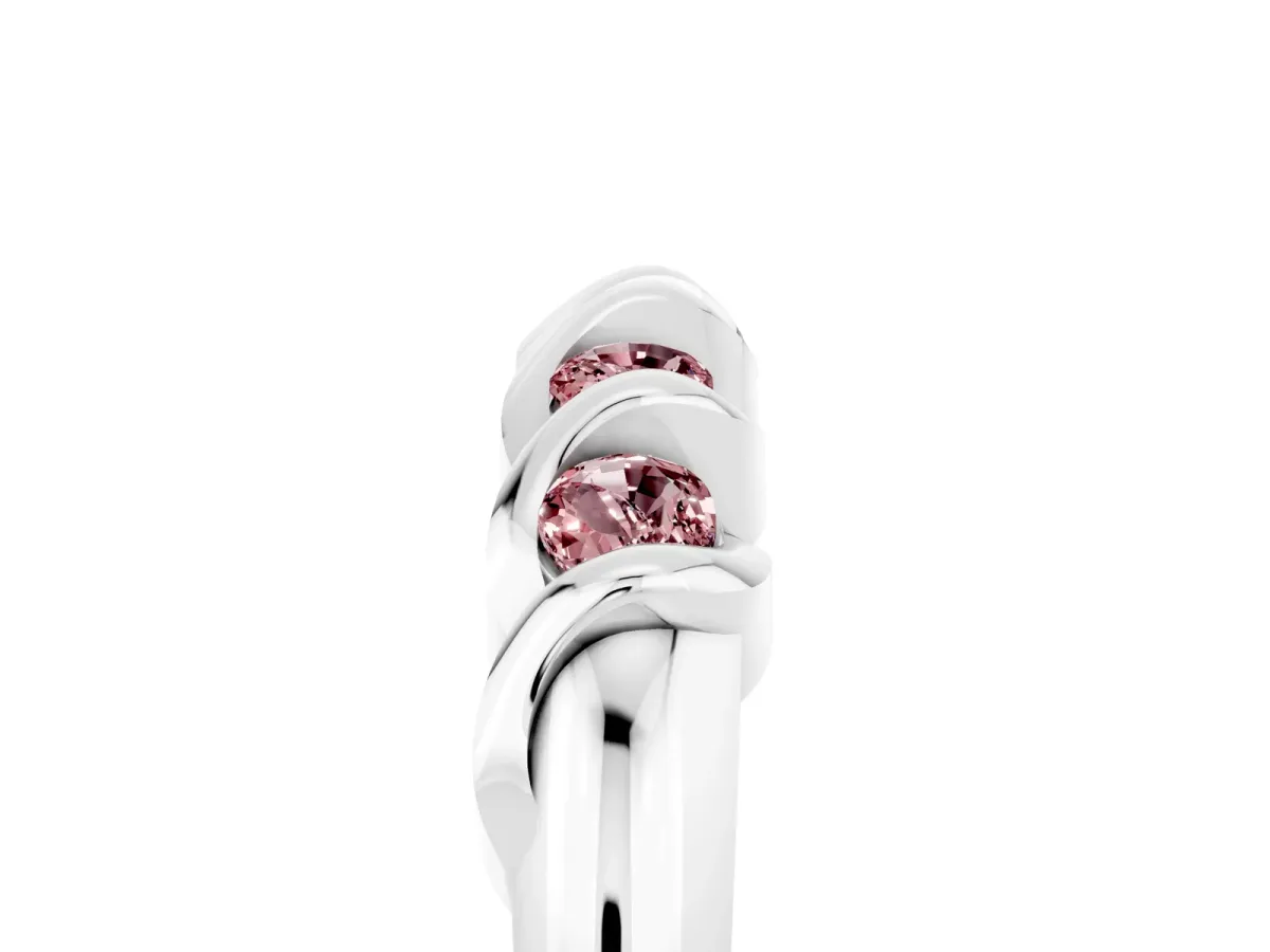 Round Morganite Eternity Band with Twist Prong Setting Platinum