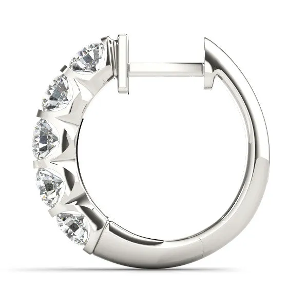 Channel-Set Round Diamond Hoop Earrings Silver