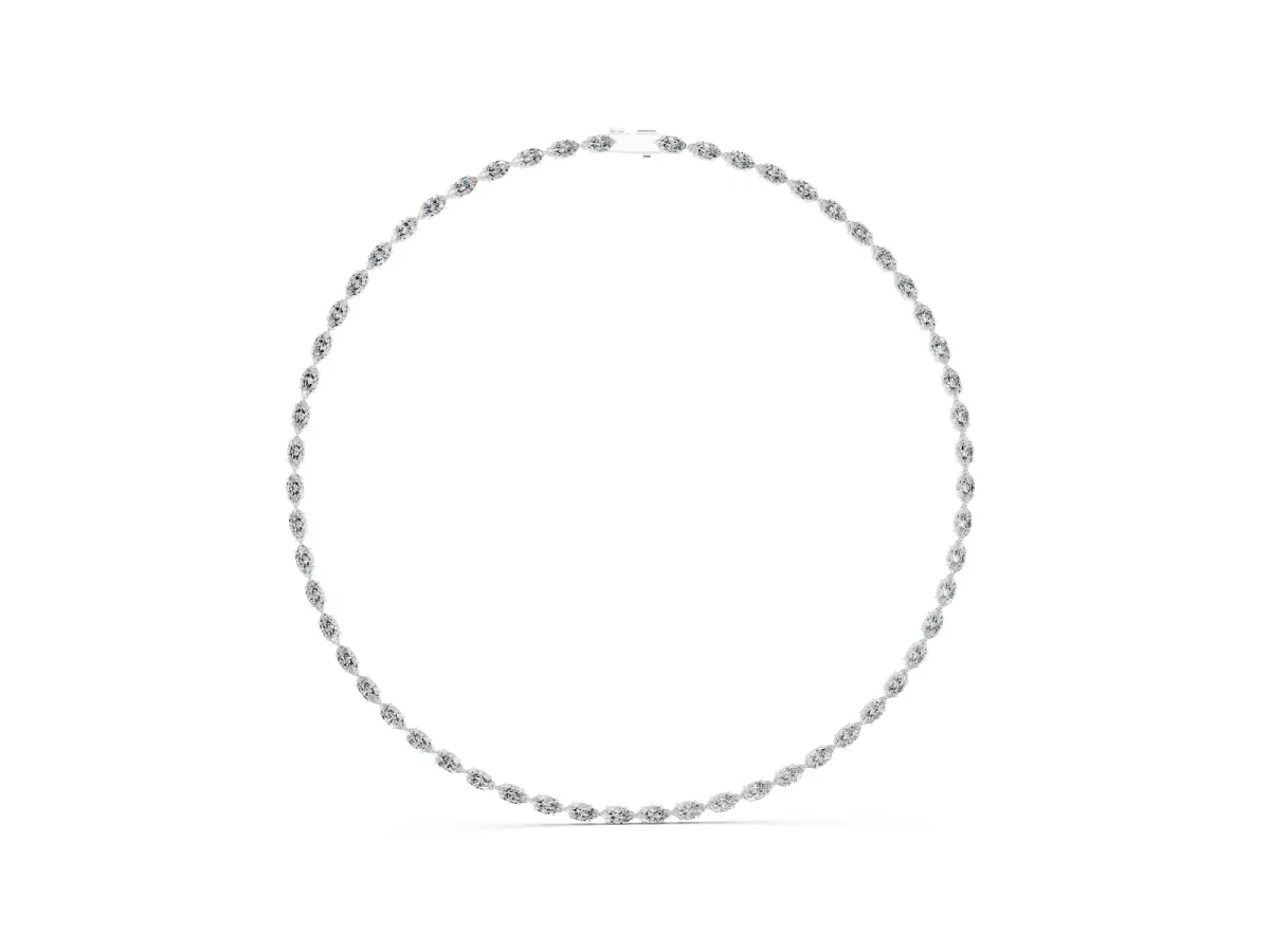 Marquise Diamond Tennis Necklace Silver