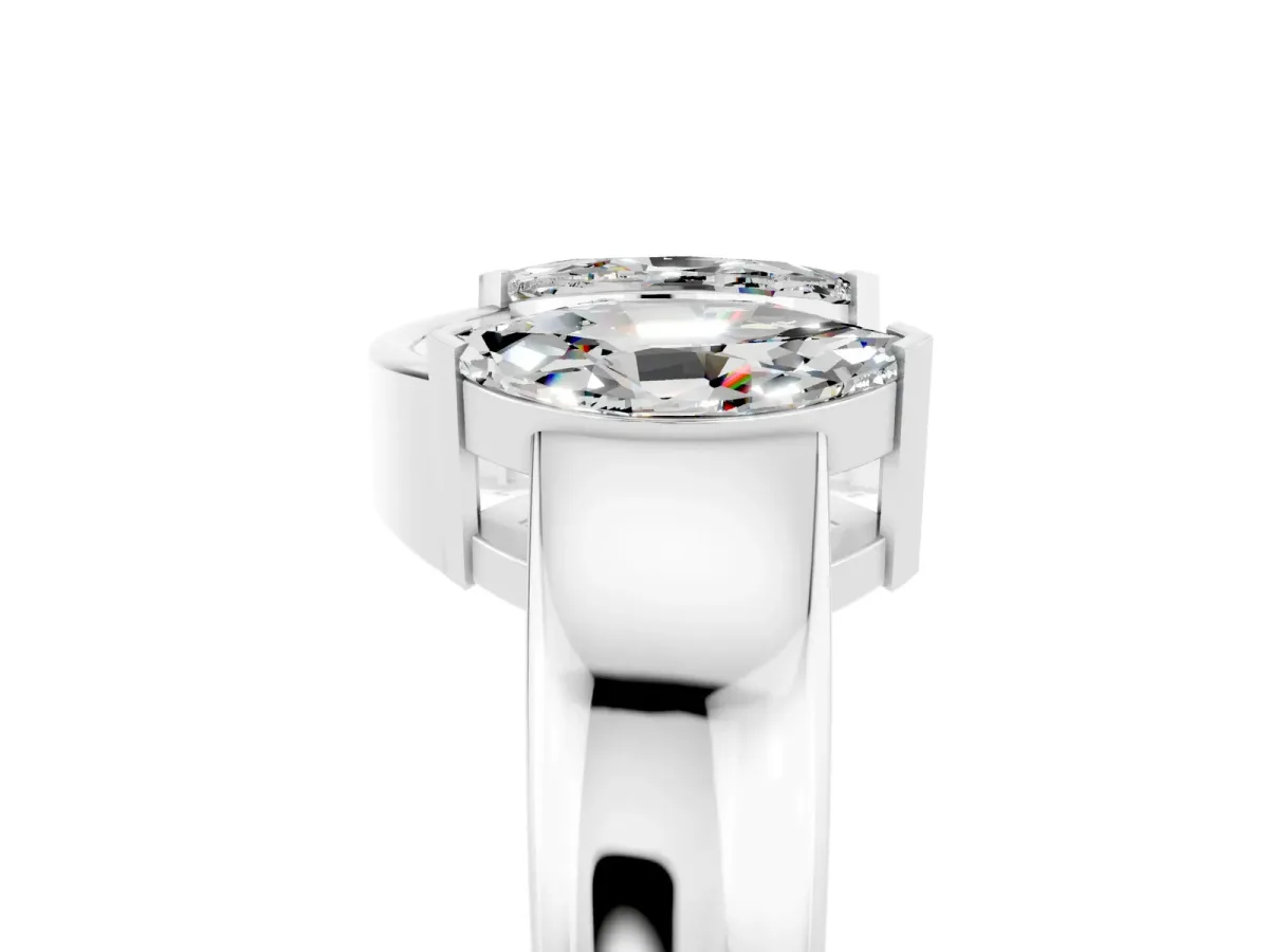 Marquise Moissanite Open Band Ring with Tension Setting Platinum