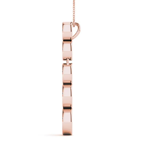 Bezel-Set Round Diamond Pendant with Prong Setting Rose gold