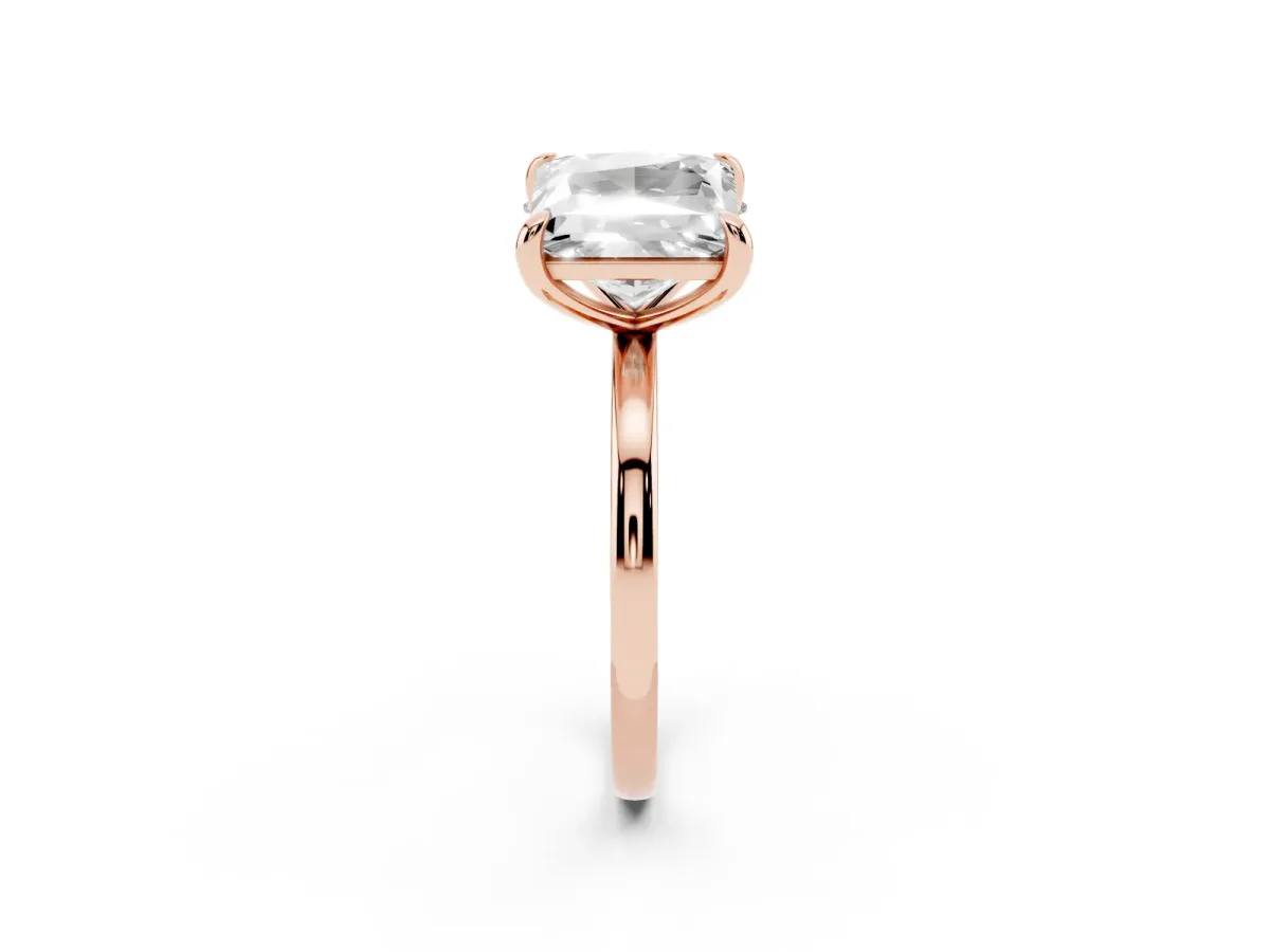 Oval and Princess Toi Moi Ring with Prong Setting and Plain Band Rose gold