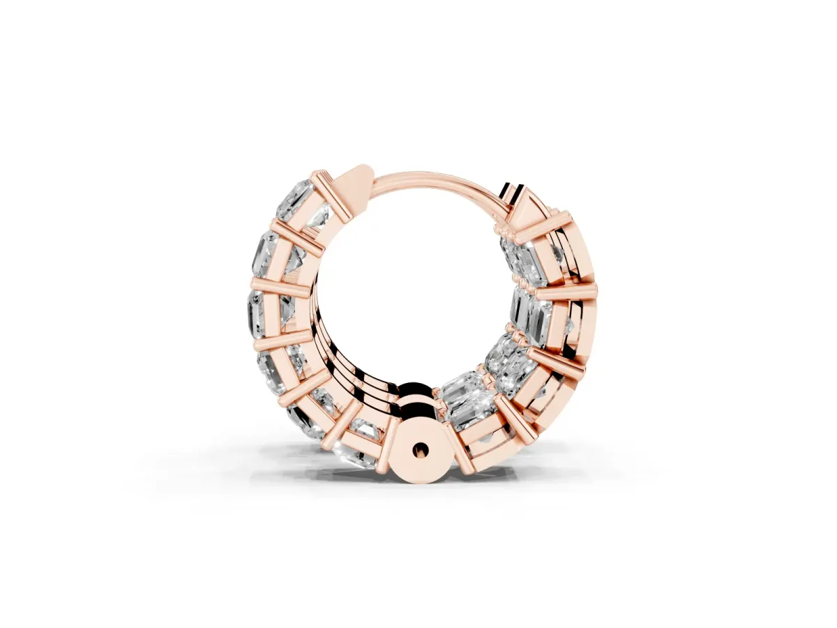 Emerald Diamond Huggie Hoop Earrings Rose gold