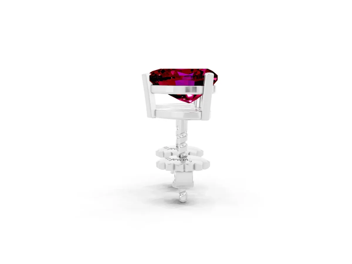 Heart Cut Garnet Stud Earrings Platinum