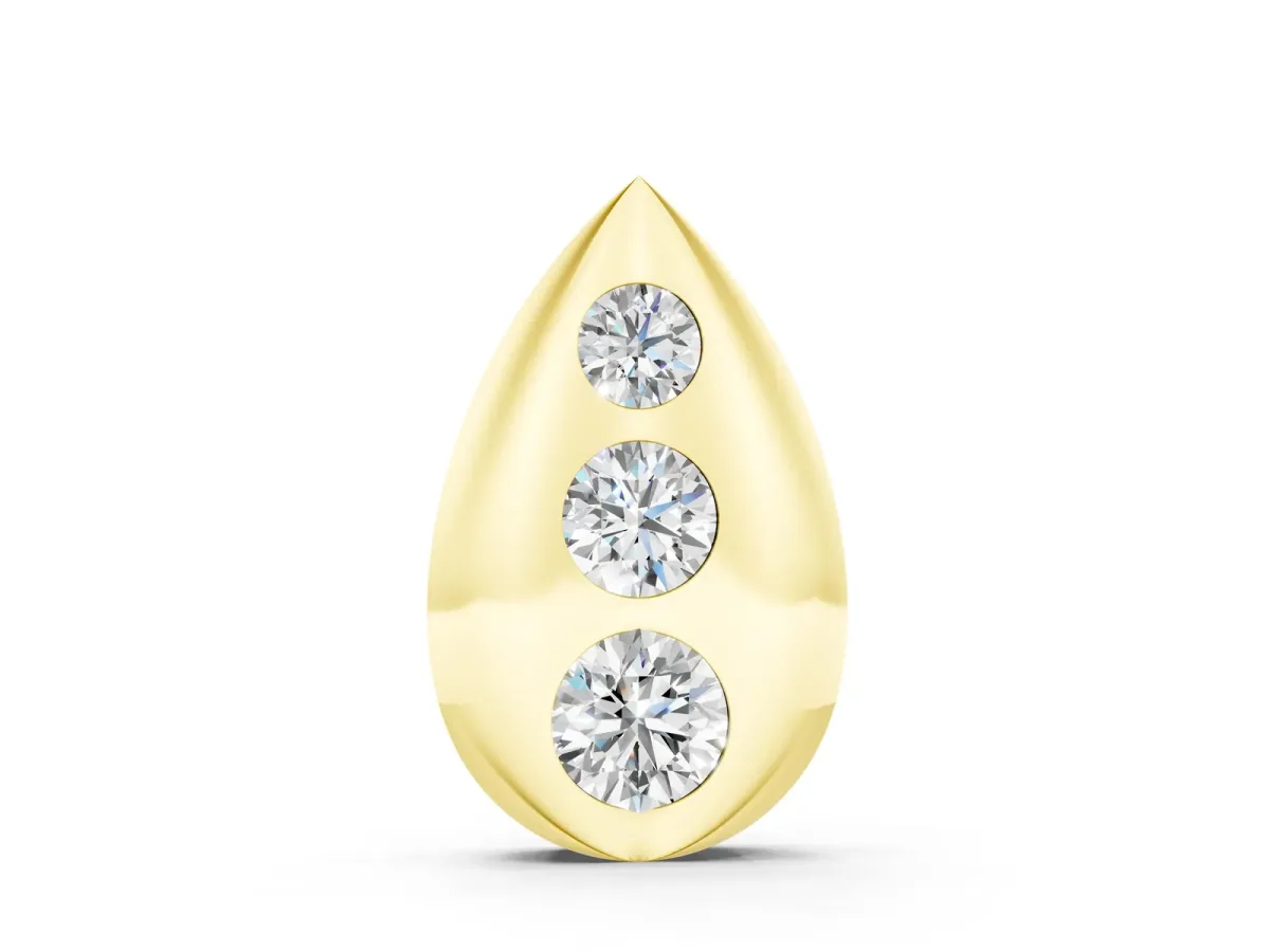 Teardrop Bezel-Set Round Diamond Pendant Yellow gold