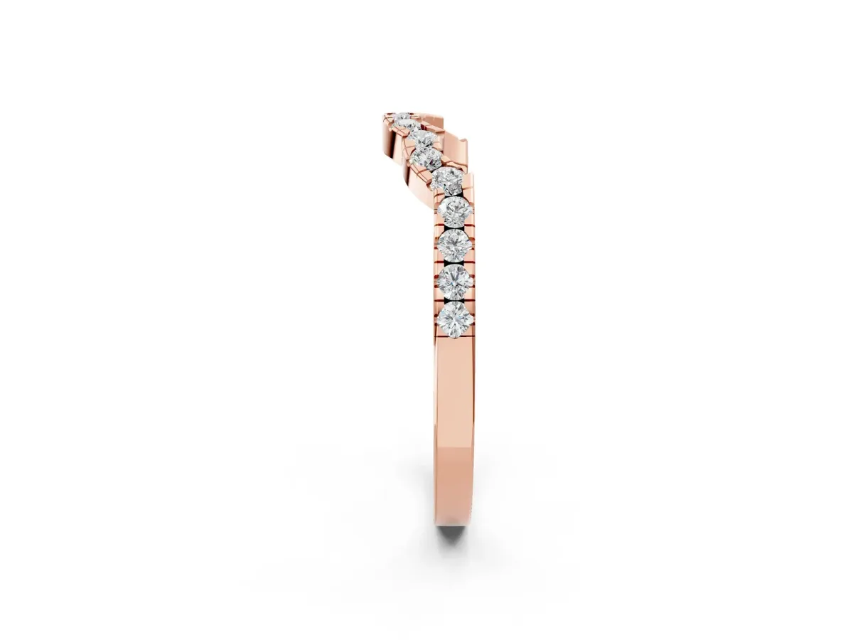 Curved Diamond Pavé Round-Cut Contour Band Rose gold