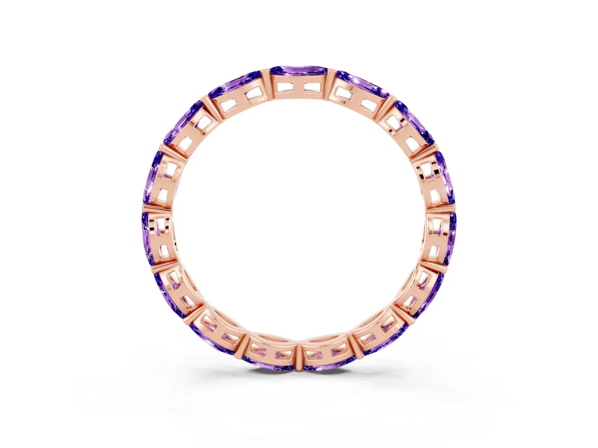 Marquise Tanzanite Eternity Band with U-Prong Setting Rose gold