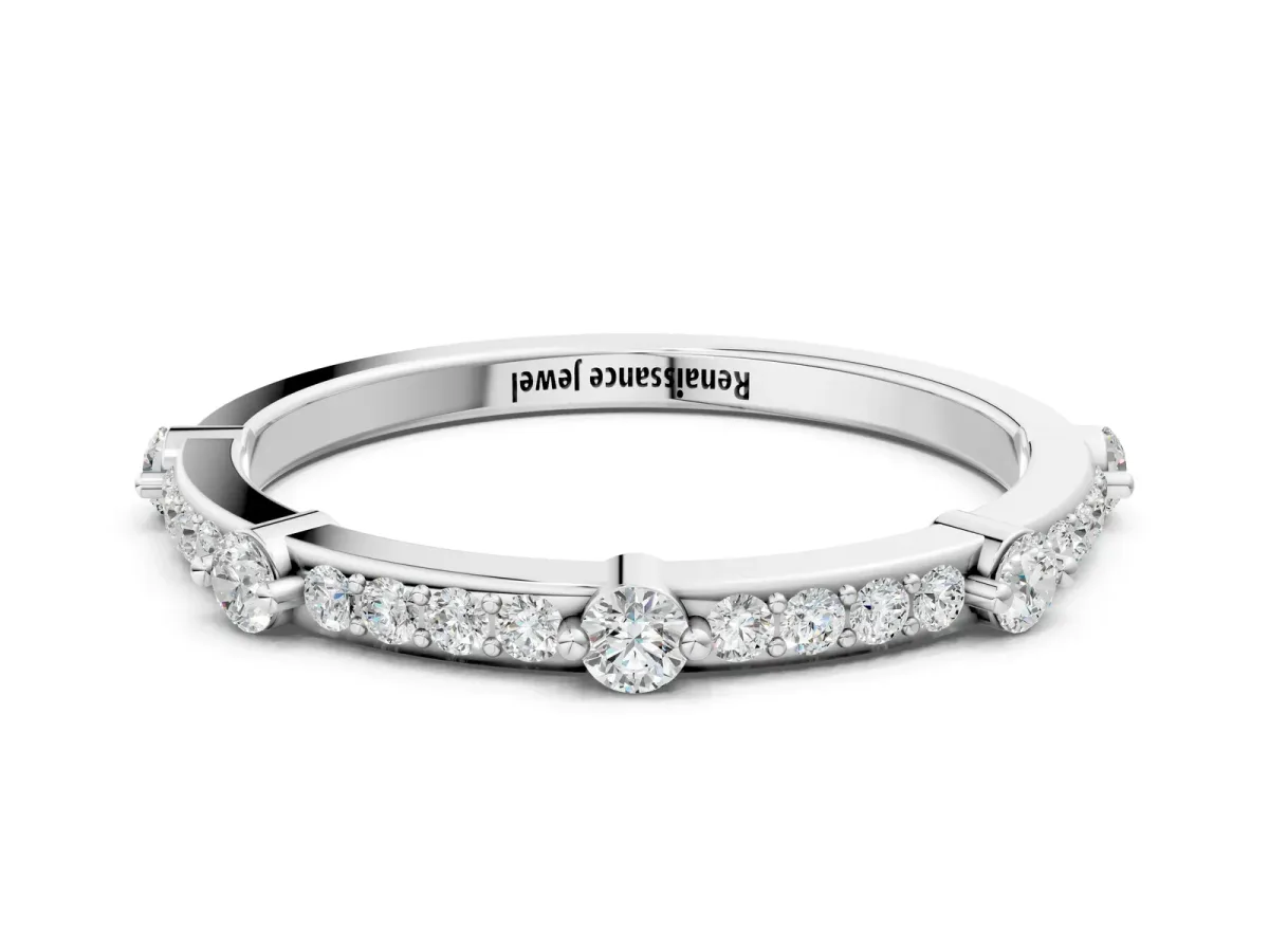 Round Diamond Pavé Eternity Band with Prong Setting Platinum