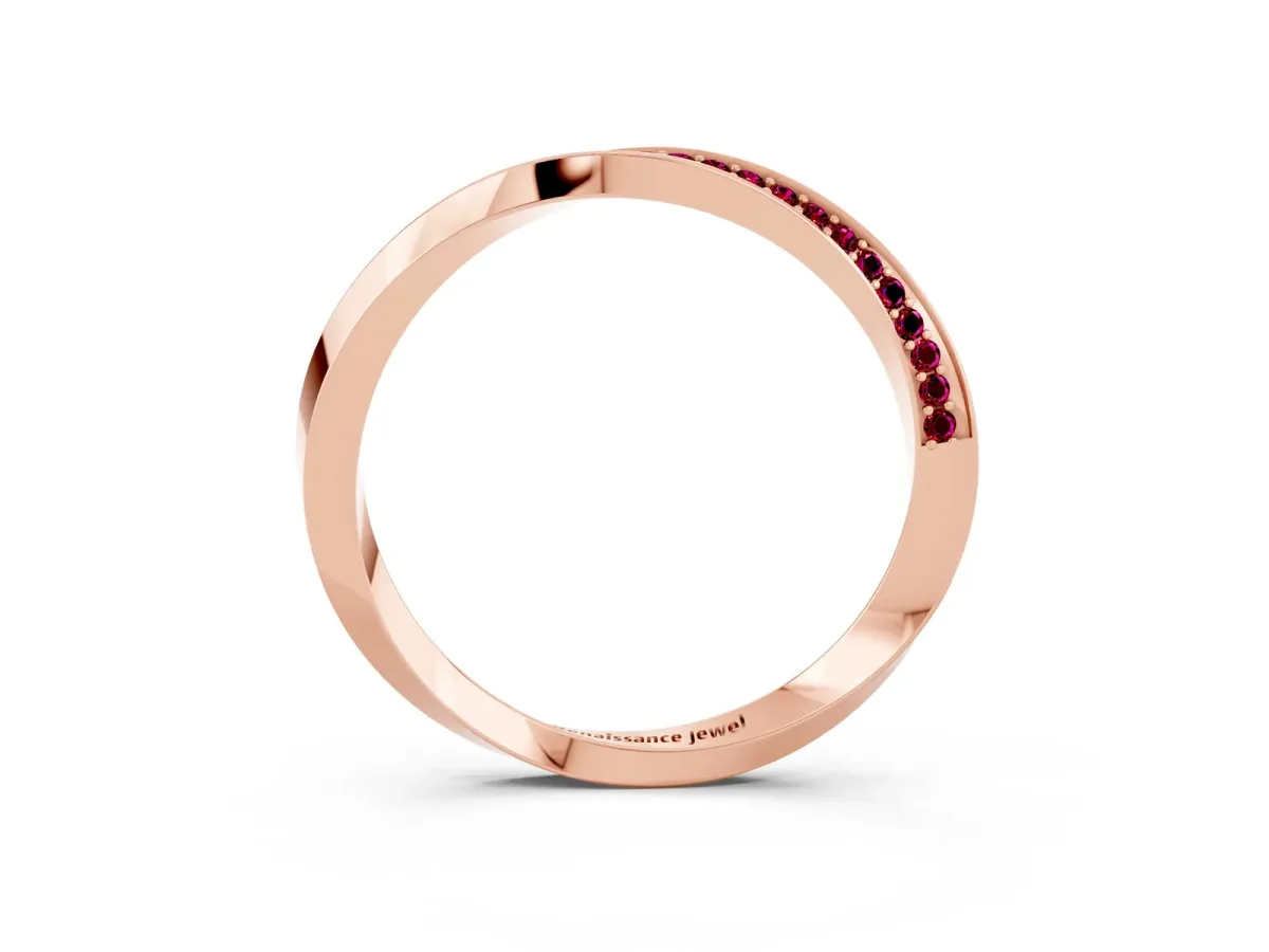 Pavé Round Garnet Twist Band Rose gold