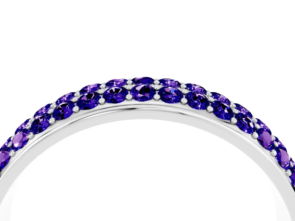 Three-Row Round Tanzanite Eternity Band with Shared Prong Setting White gold