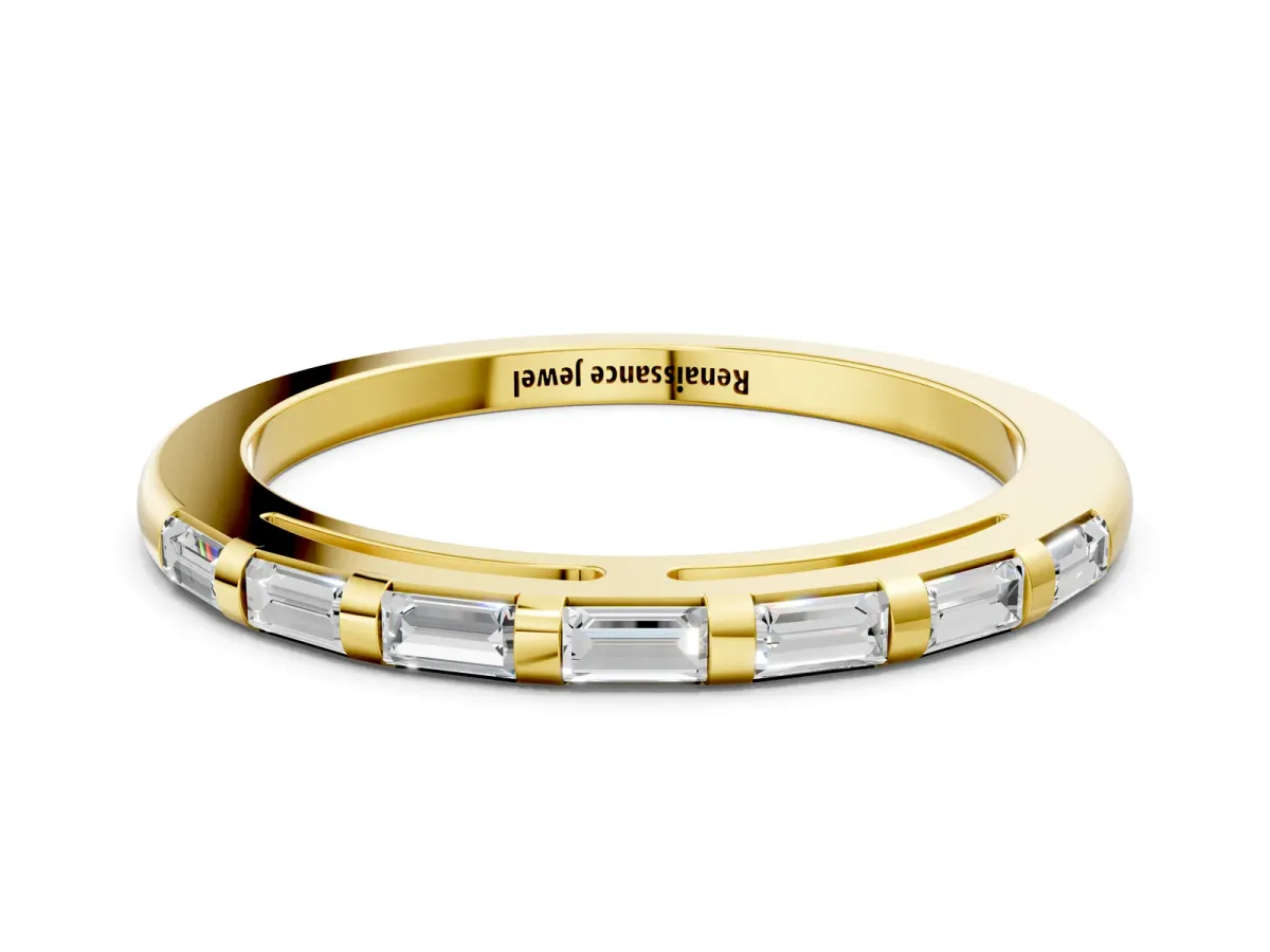 Channel Set Baguette Diamond Eternity Band Yellow gold