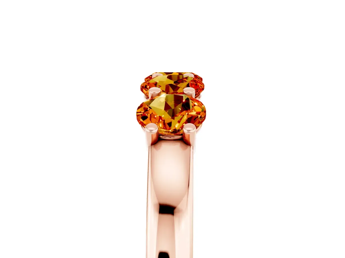Four-Stone Round Citrine Prong-Set Band Rose gold