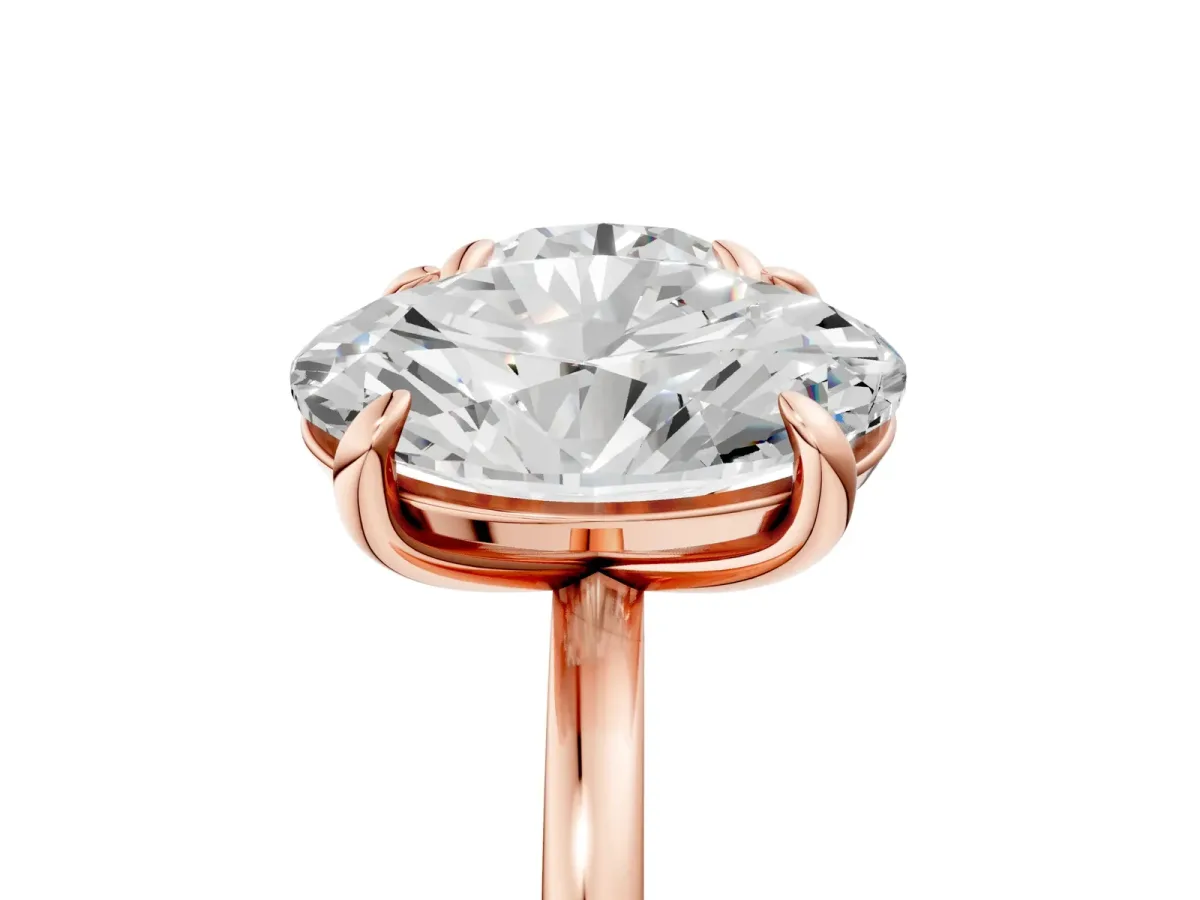 Round and Oval Toi Moi Ring with Prong Setting and Plain Band Rose gold