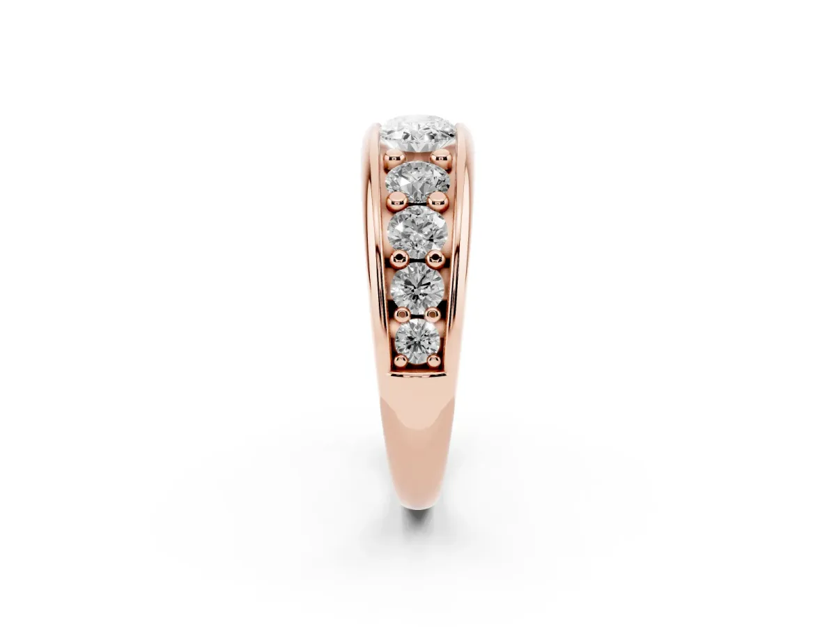 Oval Diamond Mens Ring with Round Diamond Accents Rose gold