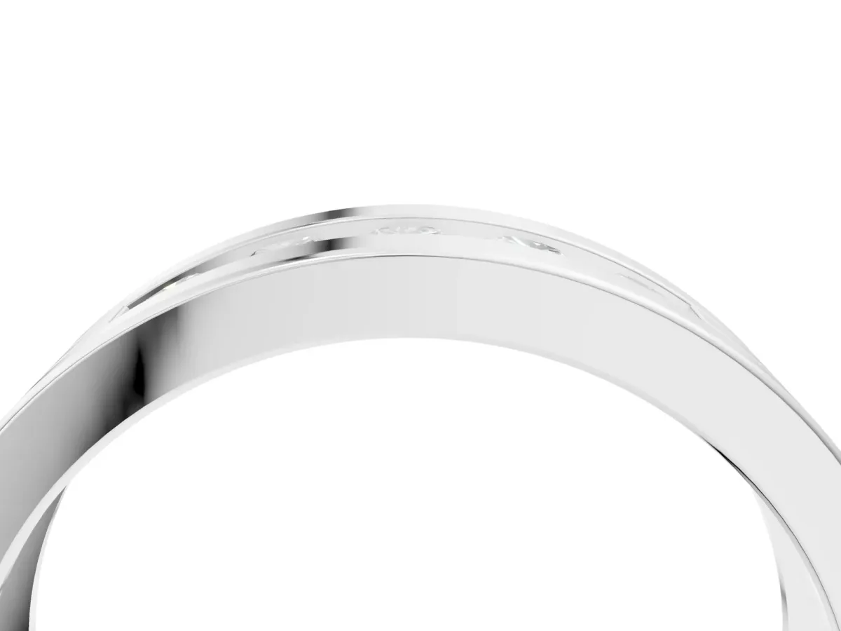 Round Diamond Five-Stone Channel Set Mens Band Silver
