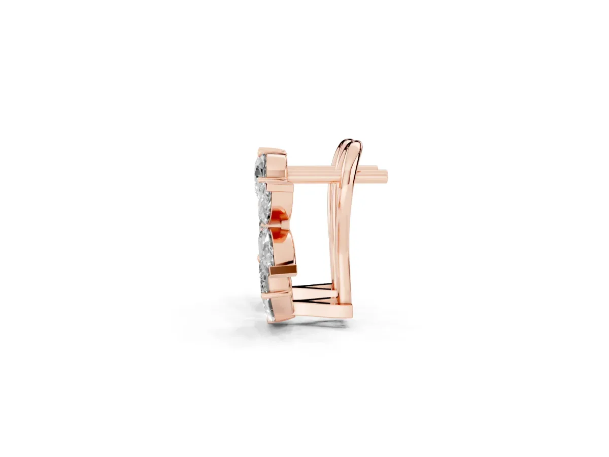 Multi-Shape Diamond Cluster Stud Earrings Rose gold