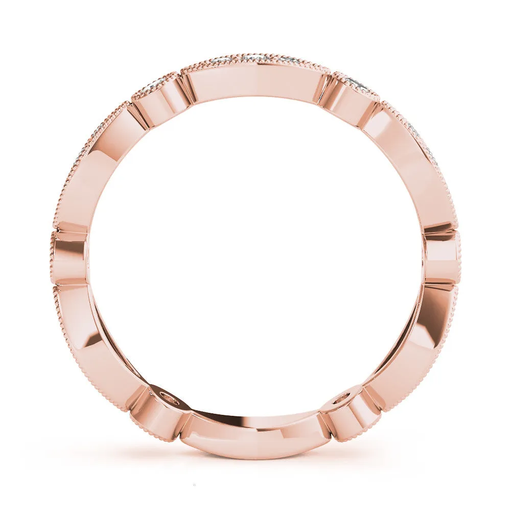 Milgrain Marquise and Round Diamond Eternity Band with Bezel Setting Rose gold
