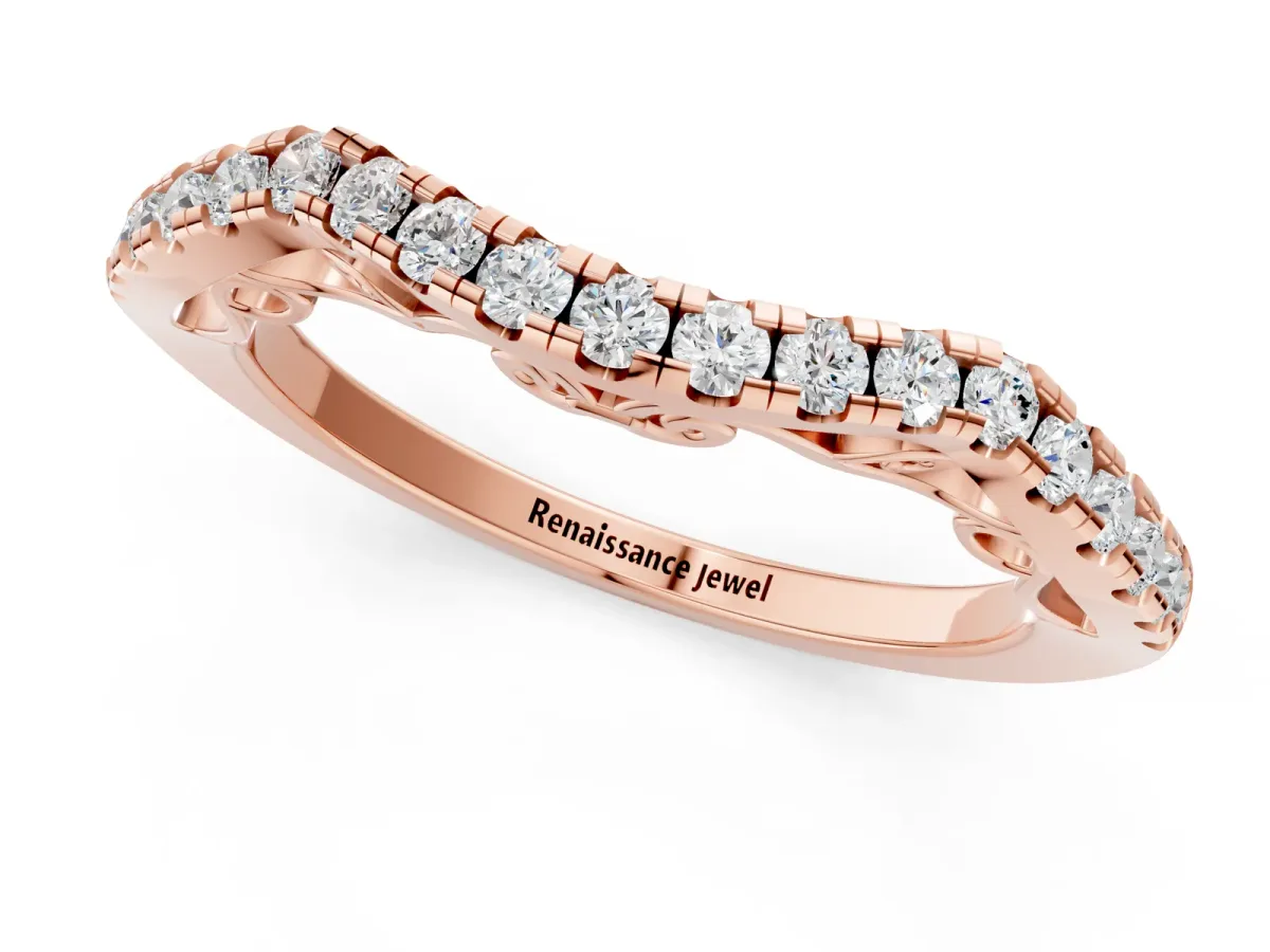 Curved Diamond Pavé Round Eternity Band with Shared Prong Setting Rose gold