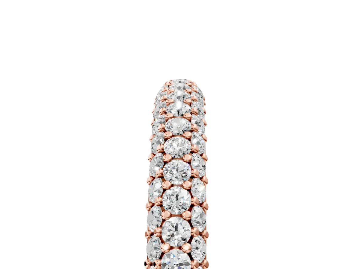 Round Diamond Pavé Eternity Band with Shared Prong Setting Rose gold