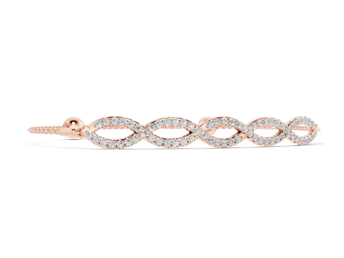 Pavé Marquise Infinity Chain Bracelet with Bezel Prong Setting Rose gold