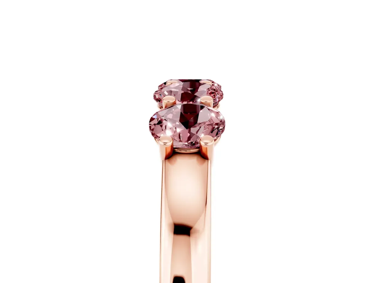 Four-Stone Round Morganite Prong-Set Band Rose gold