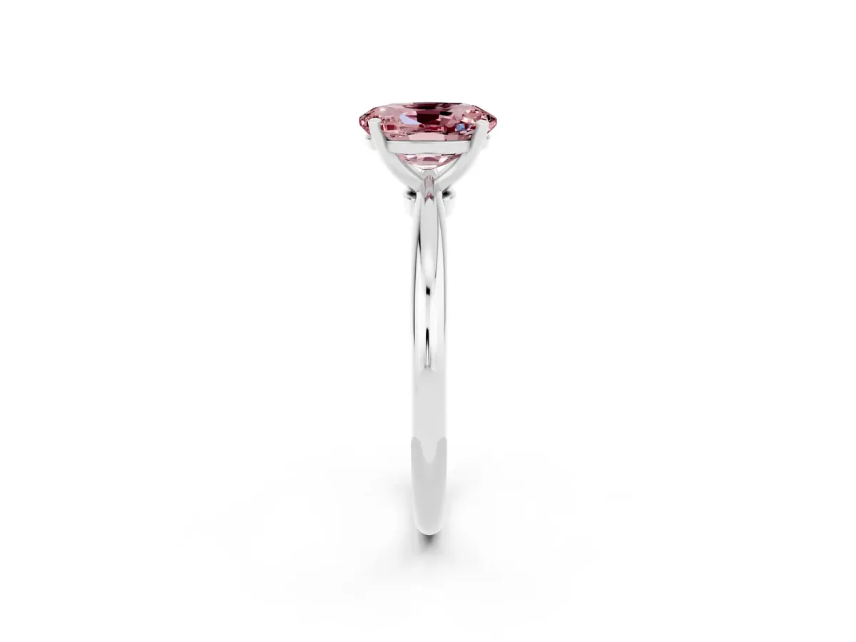 Oval Cut Morganite Solitaire Ring with Six-Prong Setting and Classic Band Silver
