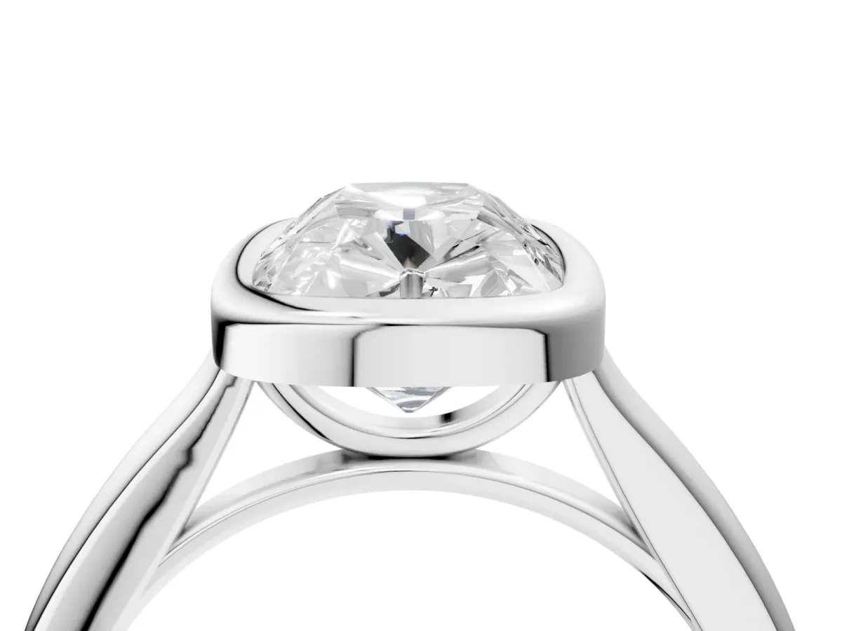 Old Mine Elongated Cushion Diamond Bezel Set Ring Silver