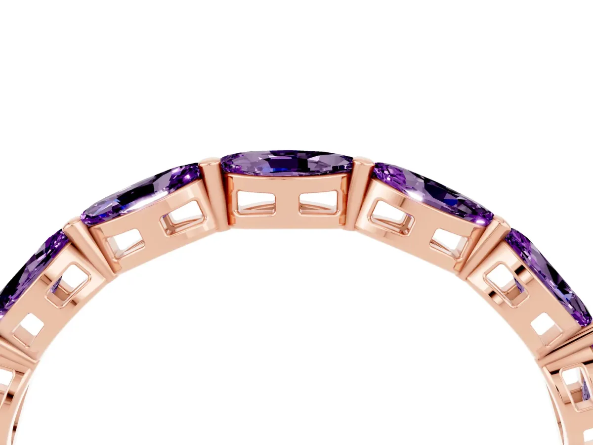 Marquise Amethyst Eternity Band with U-Prong Setting Rose gold