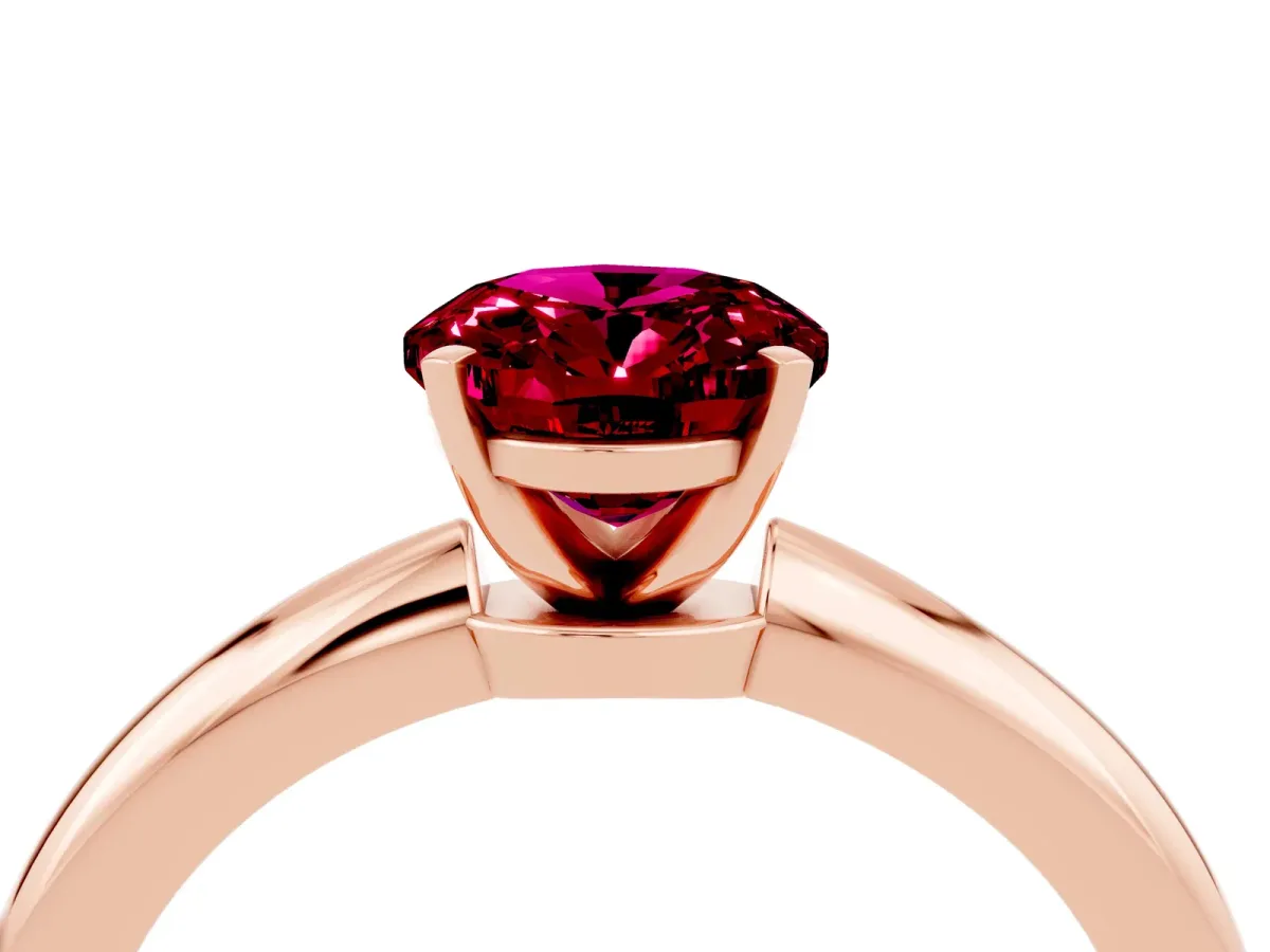 Oval Cut Garnet Solitaire Ring with Six-Prong Setting and Classic Band Rose gold