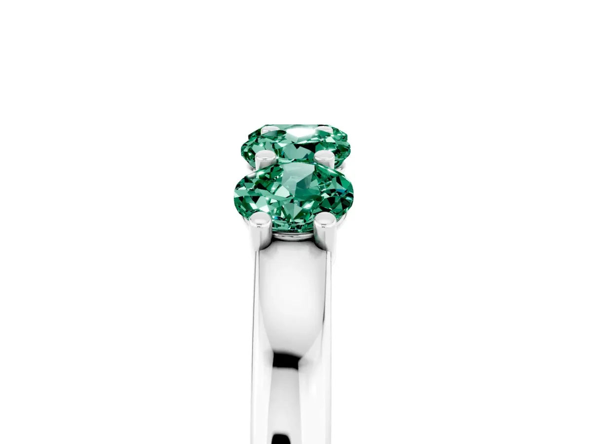 Four-Stone Round Green Sapphire Prong-Set Band Silver