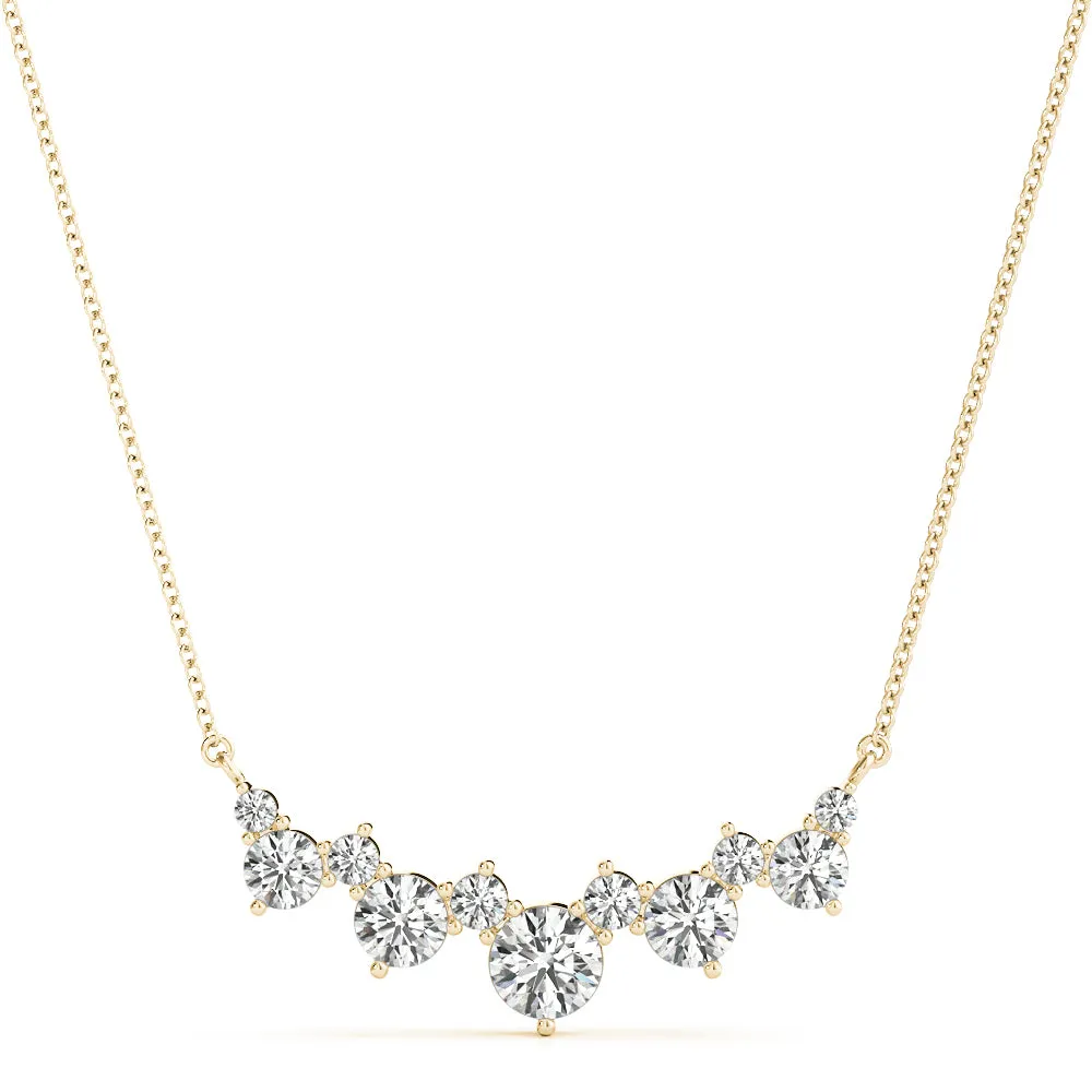 Round Diamond Graduated V-Prong Necklace Yellow gold