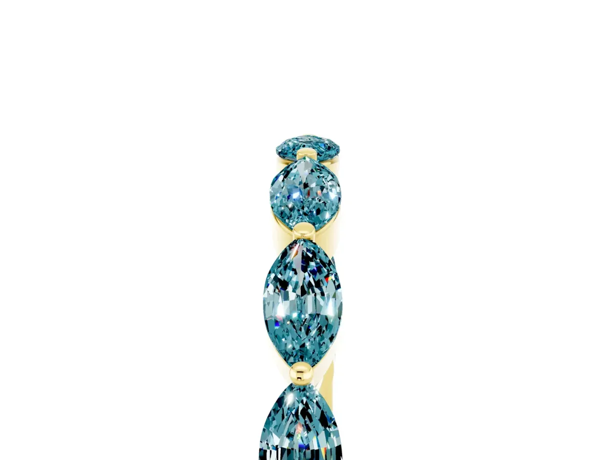 Marquise Blue Topaz Half Eternity Band with Prong Setting Yellow gold