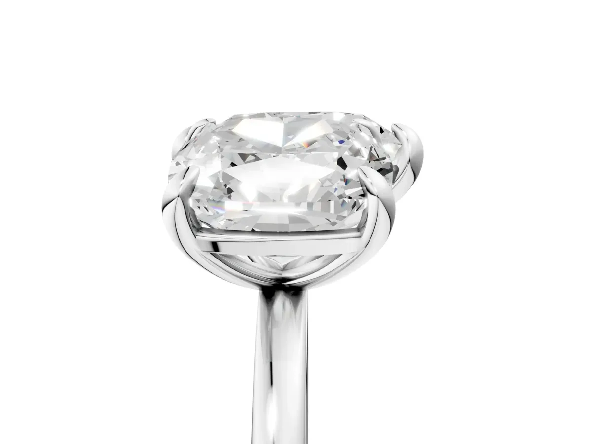 Cushion and Heart Toi Moi Ring with Prong Setting and Plain Band Silver