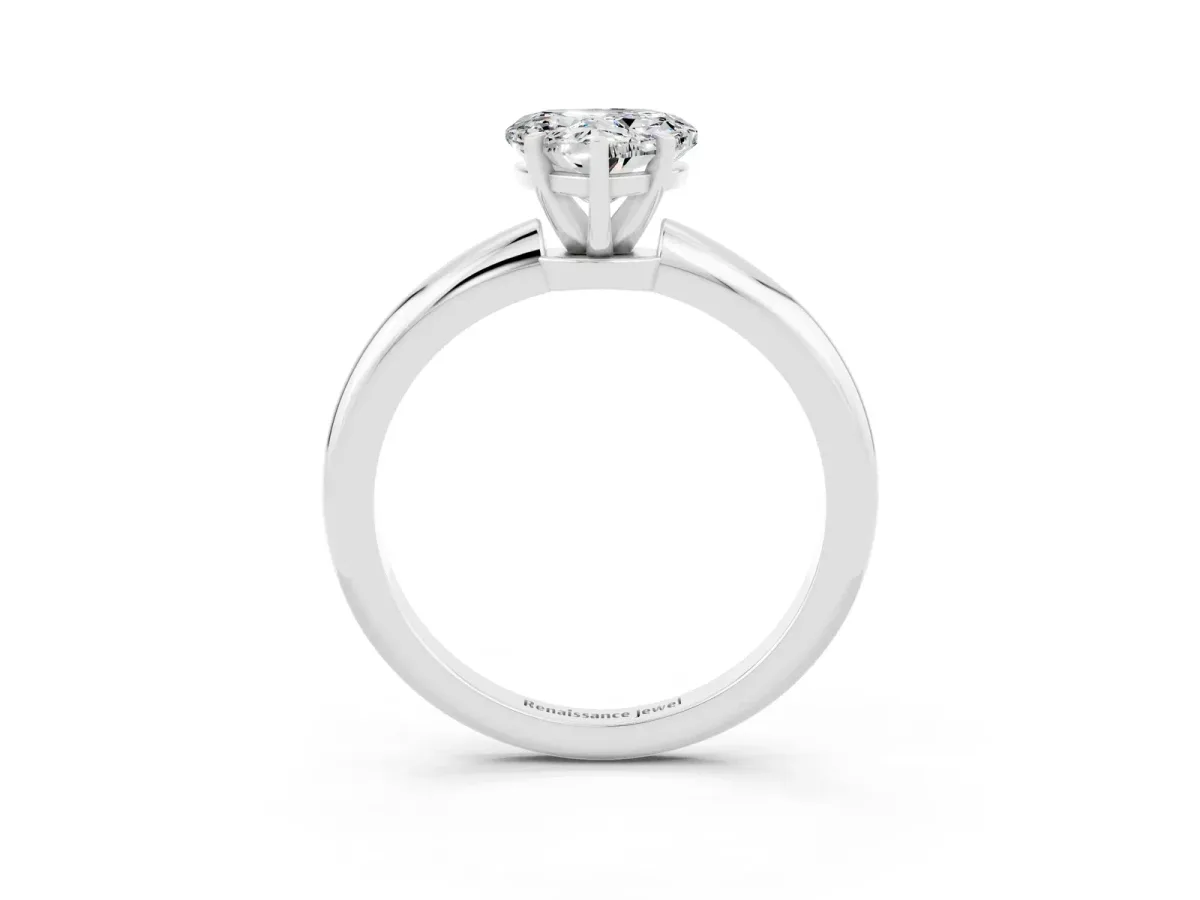 Heart Cut Moissanite Solitaire Ring with Six-Prong Setting and Classic Band Silver