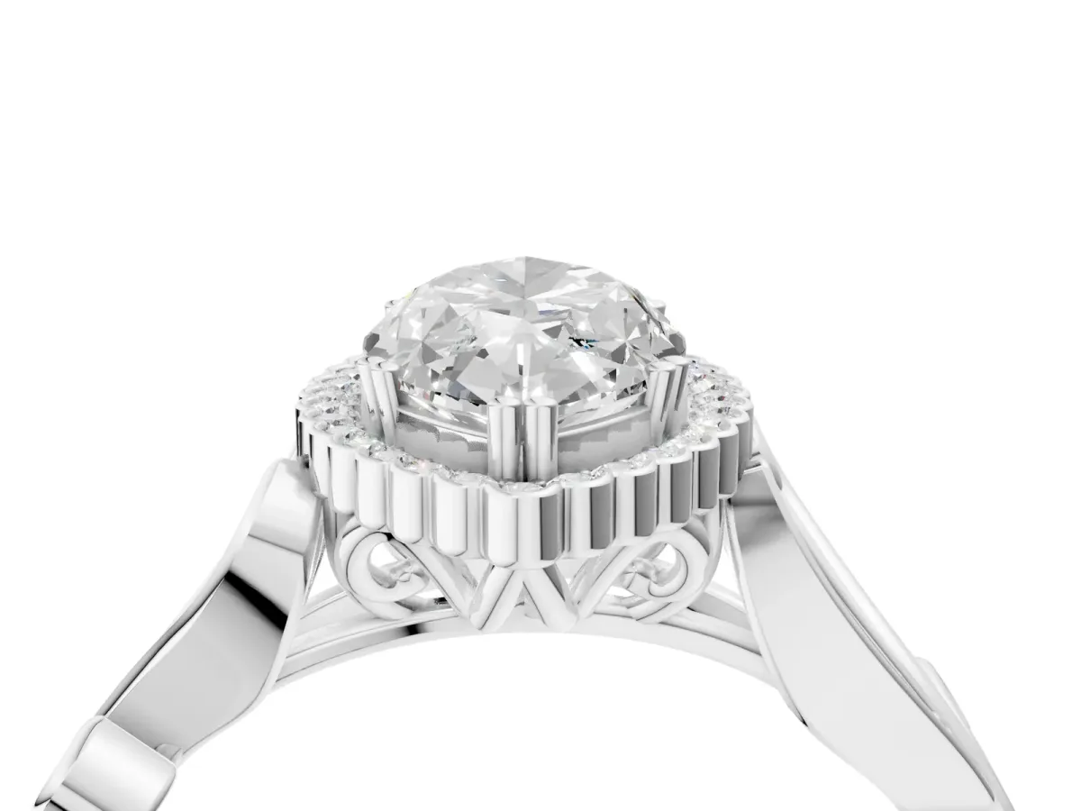 Marquise Cut Diamond Halo Ring with Vintage Split Shank and Four-Prong Setting Platinum