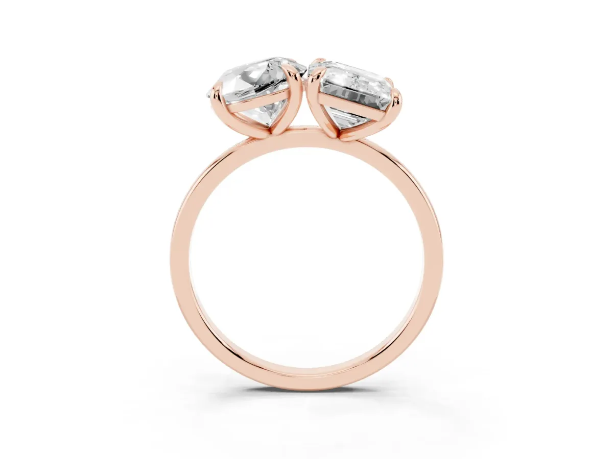 Round and Radiant Toi Moi Ring with Prong Setting and Plain Band Rose gold