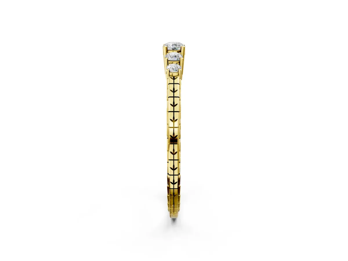 Five-Stone Round Cut Diamond Prong Set Eternity Band Yellow gold