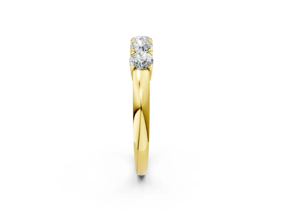 Five-Stone Round Diamond Prong Set White Gold Band Yellow gold